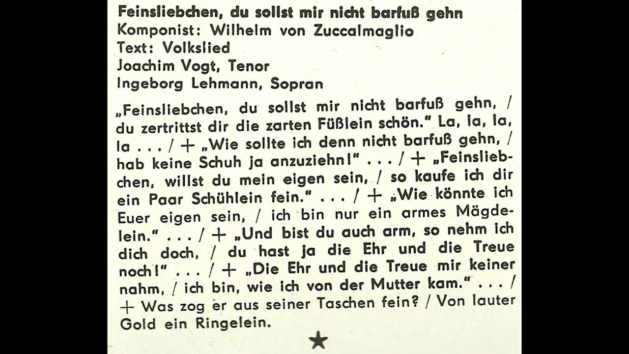 Jugendchor Berlin - Feinsliebchen, du sollst mir nicht barfuß gehn