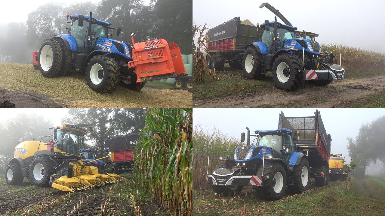 Mais hakselen en inkuilen in dichte mist door loonbedrijf Bouwhuis (2021)