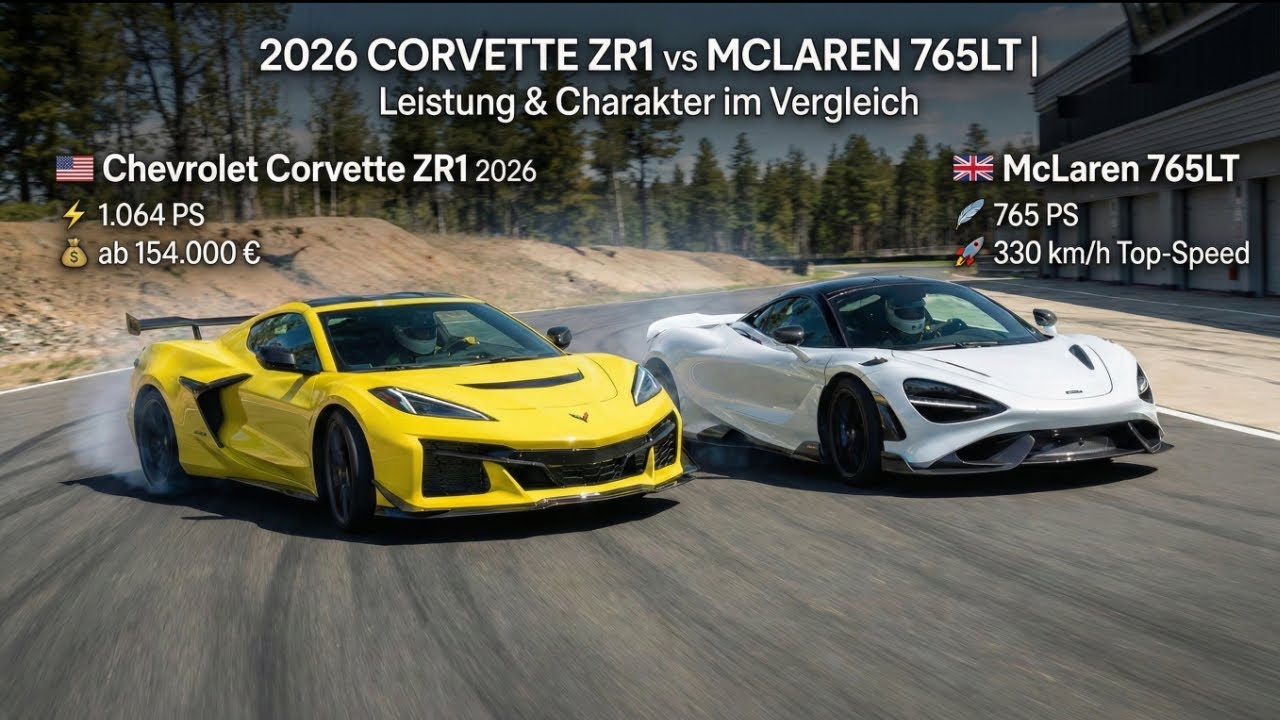 2026 Corvette ZR1 mit 1.064 PS vs McLaren 765LT mit 765 PS