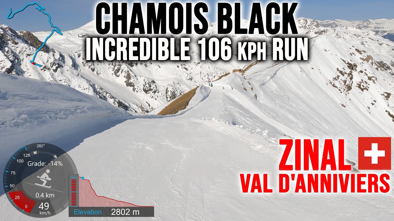 [4K] Skiing Zinal to Grimentz, Incredible Chamois Black at 106 KPH, Val d'Anniviers CH, GoPro HERO9