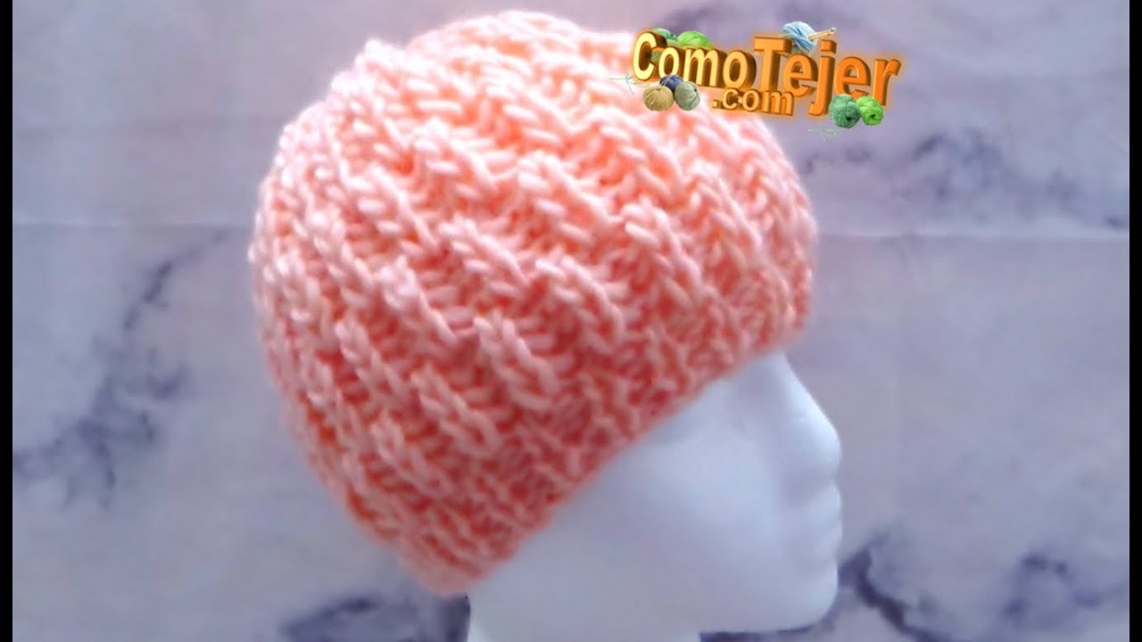 Cómo Tejer GORRO para Adulto. Reversible 2 agujas, palillos, tricot, knitting (1133)