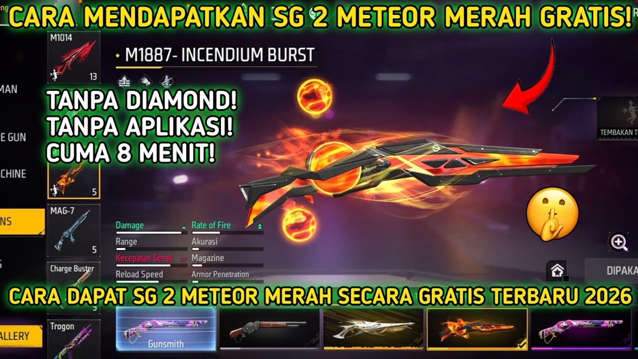 CARA MENDAPATKAN SKIN SG 2 METEOR MERAH SECARA GRATIS TERBARU 2026 | CARA DAPAT SG 2 GRATIS‼️