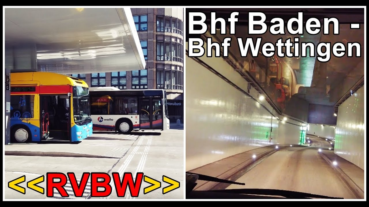 Switzerland Bus Driving Video / RVBW - Busfahrt von Bf Baden nach Bf Wettingen, Aargau, Schweiz 2020