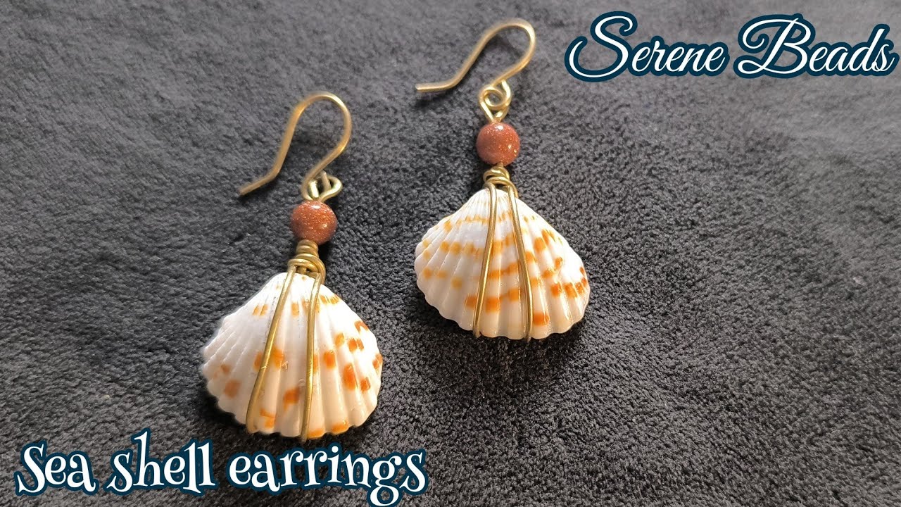 How to make sea shell earrings | How to wire wrap no hole sea shell | DIY sea shell earrings
