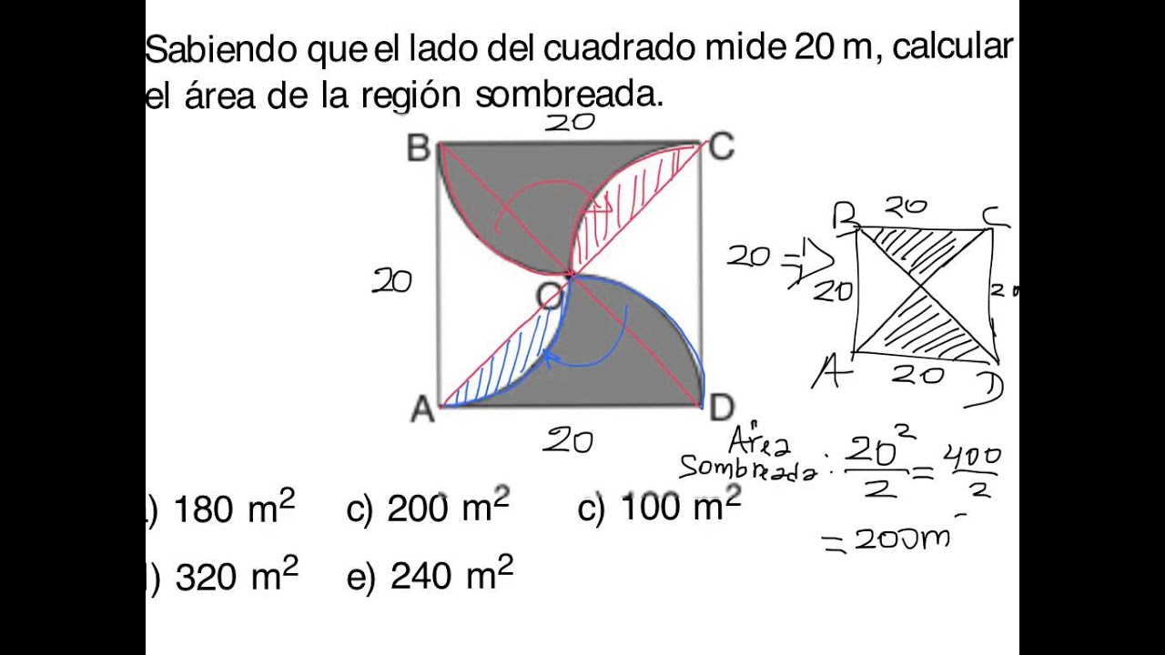 ¿Puedes calcular el area de regiones sombreadas usando artificios matematicos?