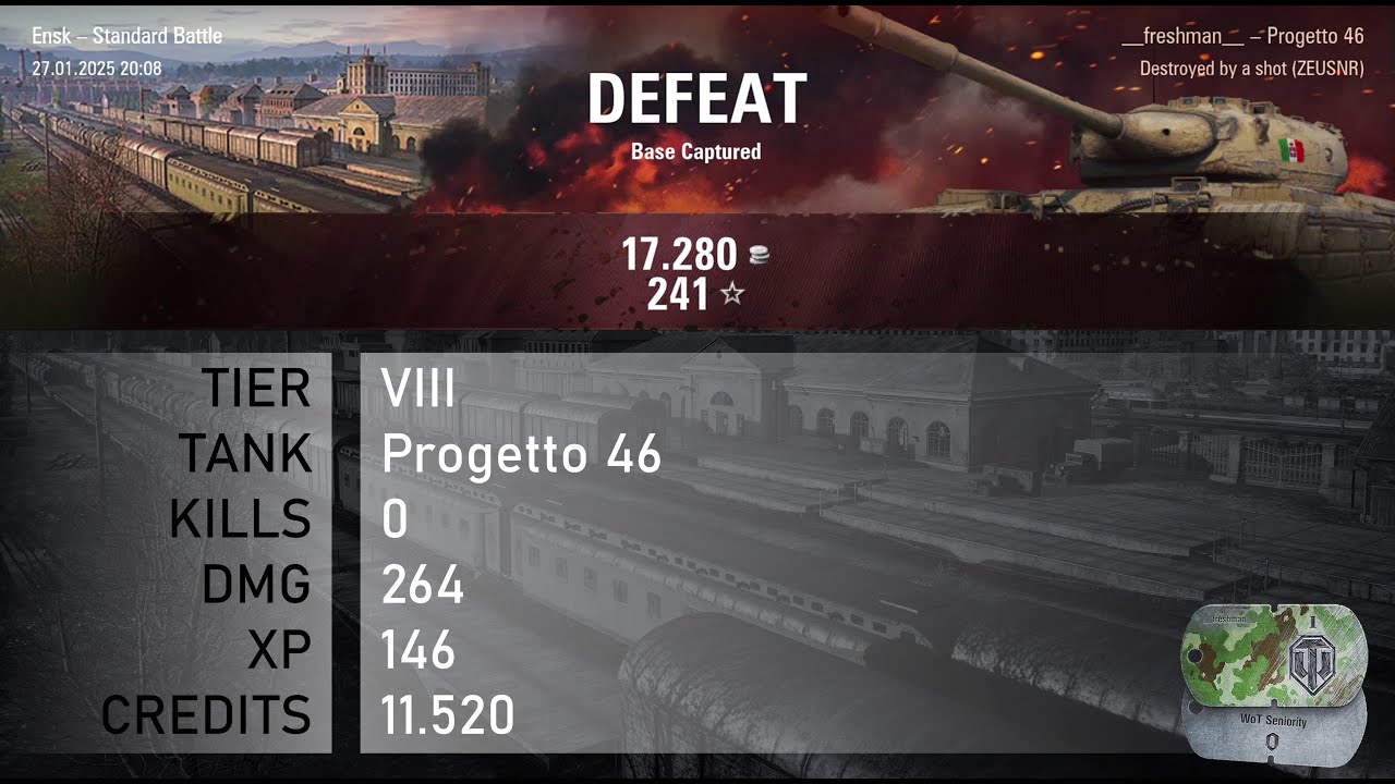 [1773] Progetto 46 / 0 kills / 264 dmg / 146 xp / 11.520 credits || World of Tanks