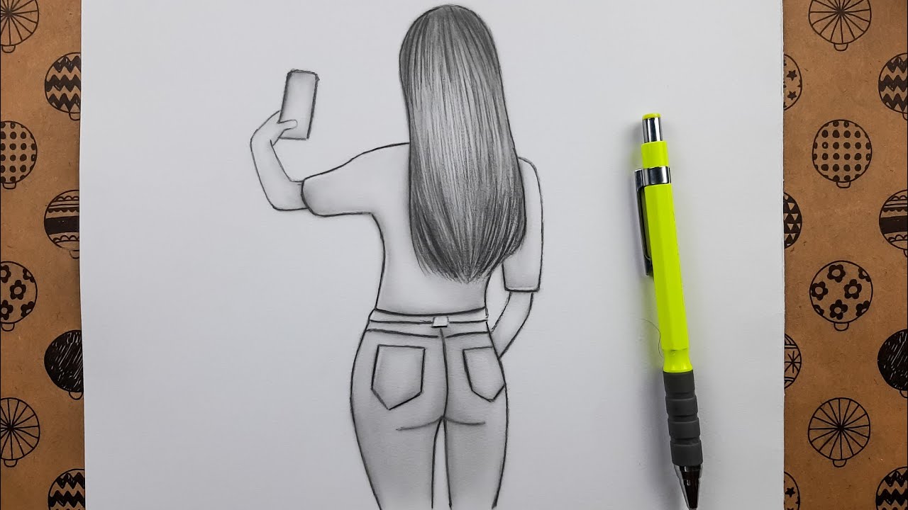 Fotograf Çeken Kız Çizimi - photographing girl drawing