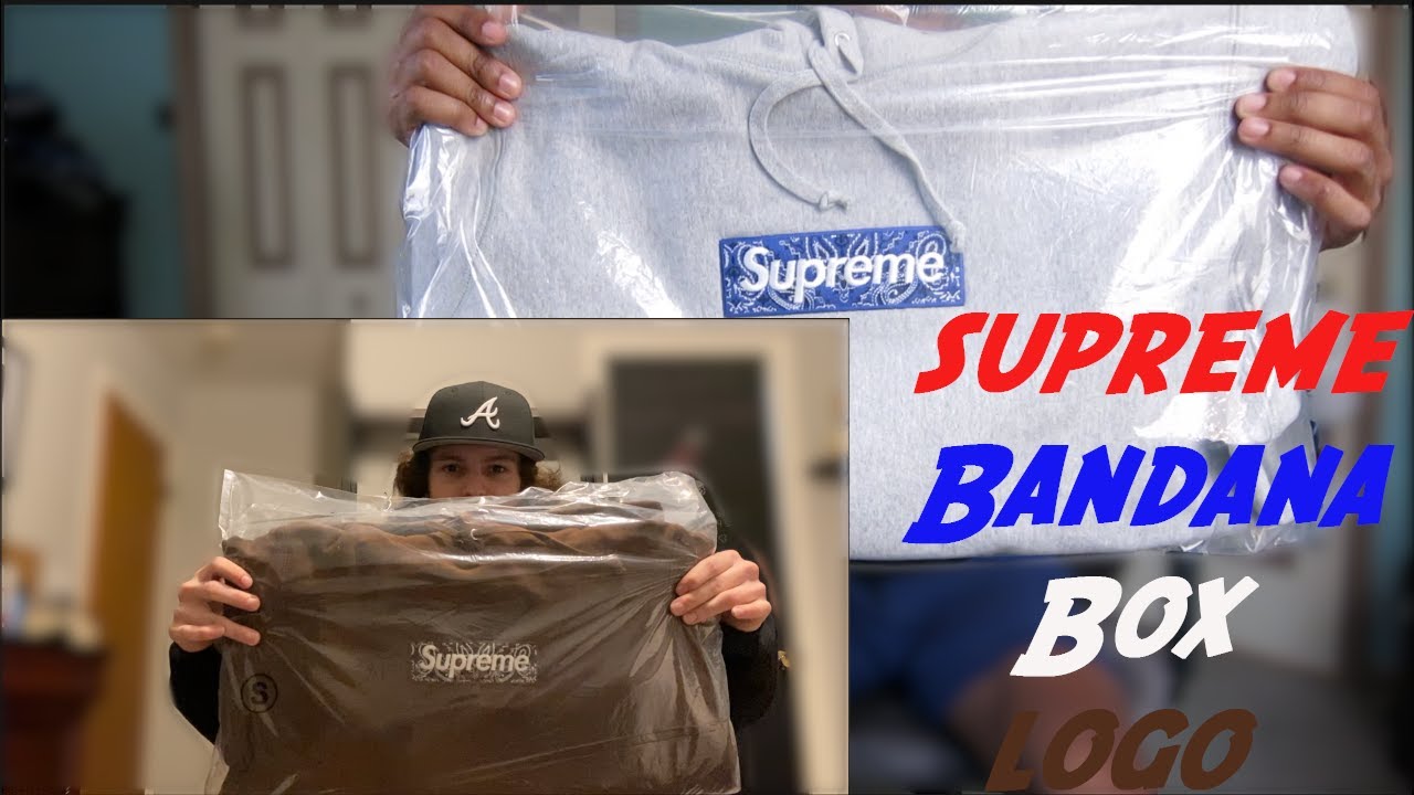 Bandana Box Logo Unboxing!! Grey & Black!|Supreme FW19 Week 16