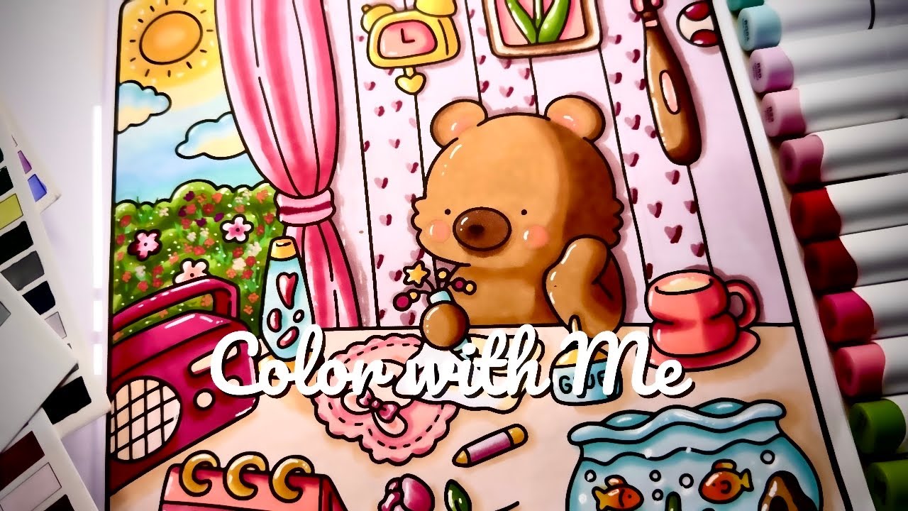 Color with me ASMR | Cozy Friends by Coco Wyo - Letter | Ohuhu Alcohol Markers 💌🌸❤️