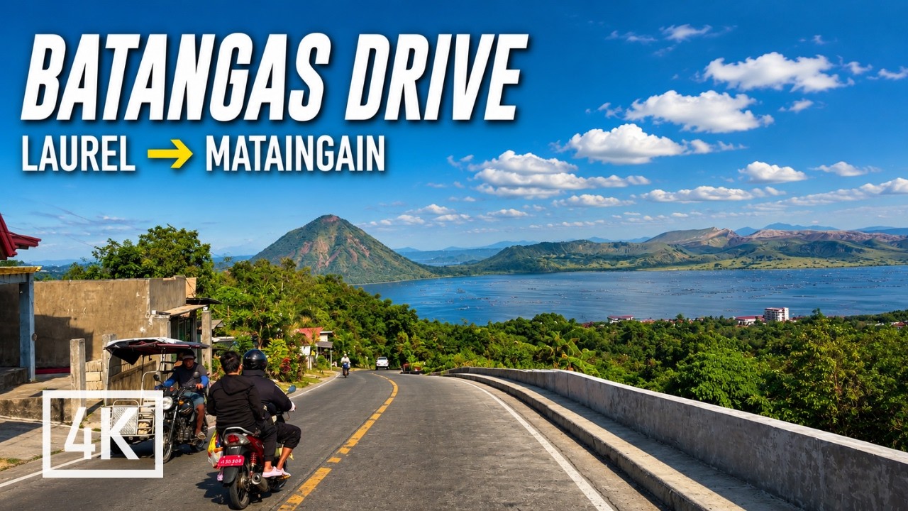 4K Driving Philippines 🇵🇭 Laurel to Matingain｜Taal Lake Lakeside Road Drive｜Batangas Philippines