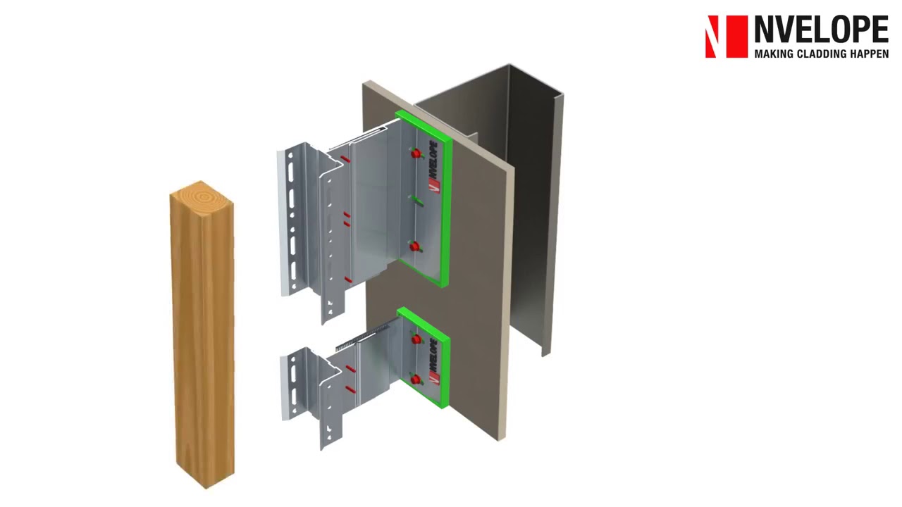 NVELOPE NV6 &ndash; Aluminium   Timber batten hybrid rainscreen cladding support system