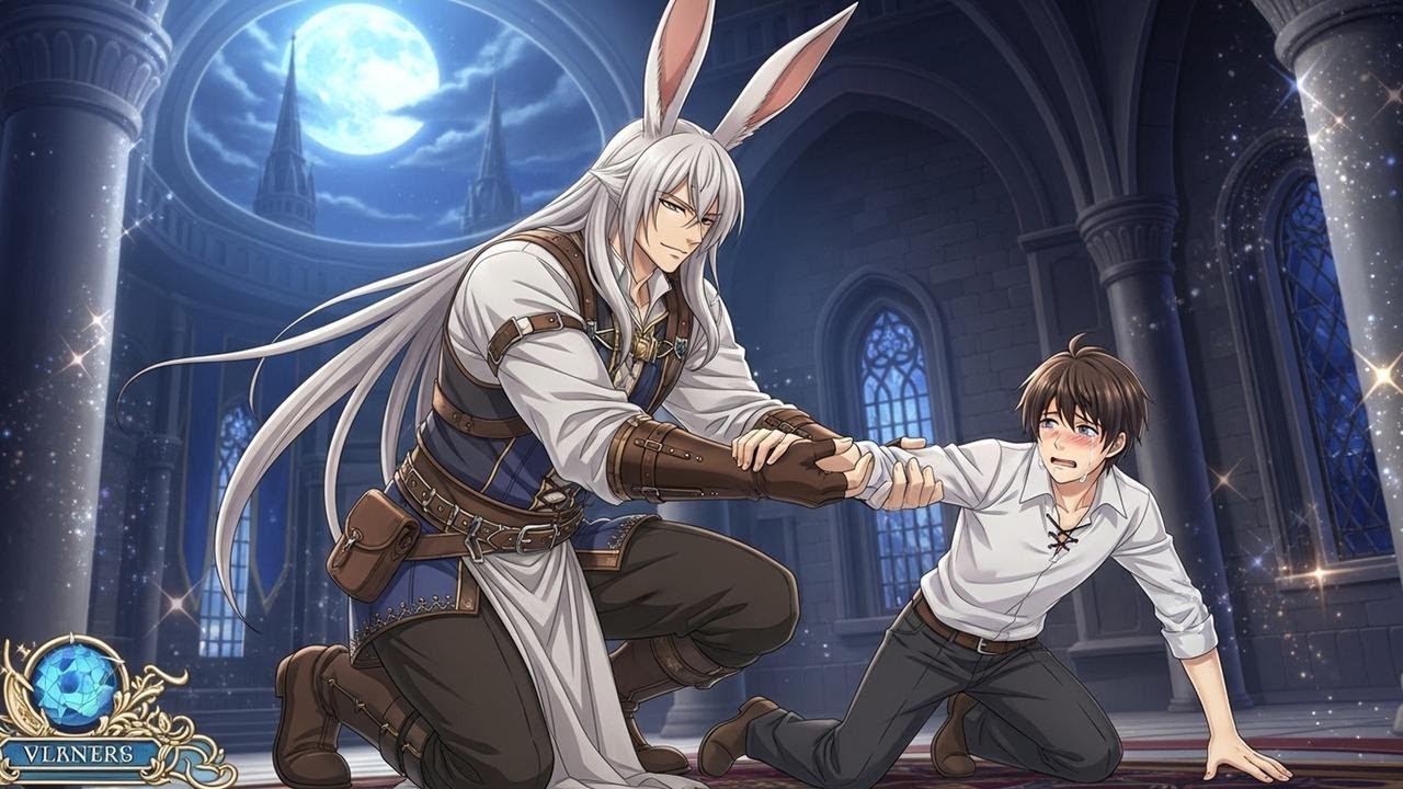 Fantasy BL Escape; He tries to flee a rabbit orc, challenging size stereotypes.