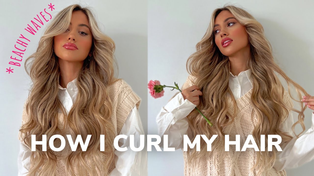HOW I CURL MY HAIR W/ A CURLING WAND + Installing Glam Seamless Clip-In Extensions!*beachy waves*