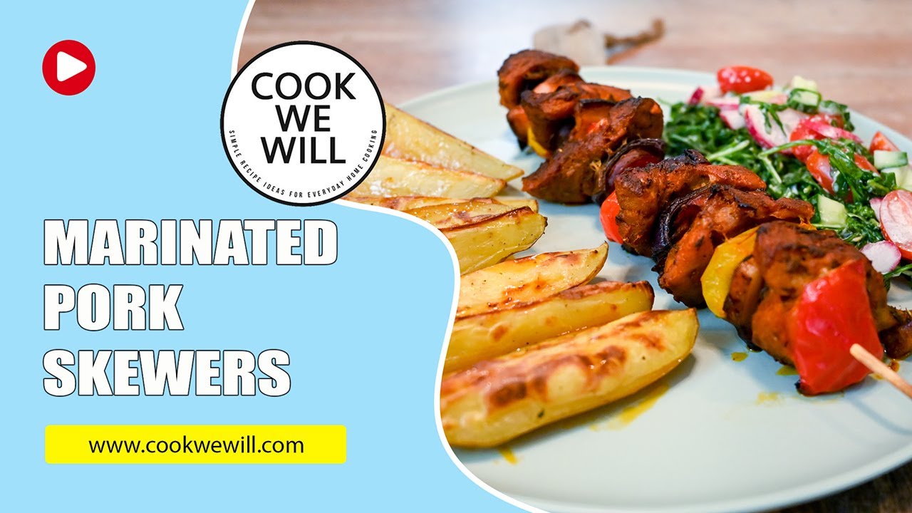 Pork Tenderloin Skewers With Potatoes And Salad | How To Make Skewers