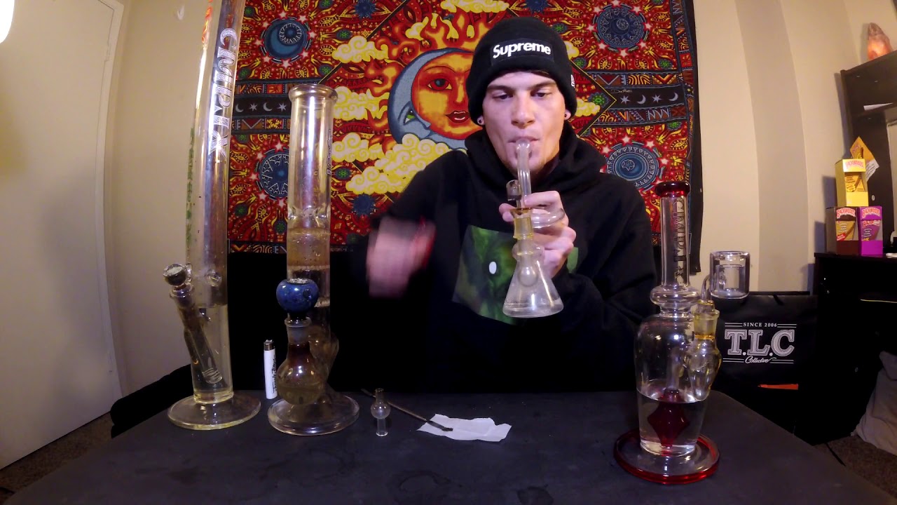 Smoking all my Glass Pieces!! Big Dabs and Bong Rips!!