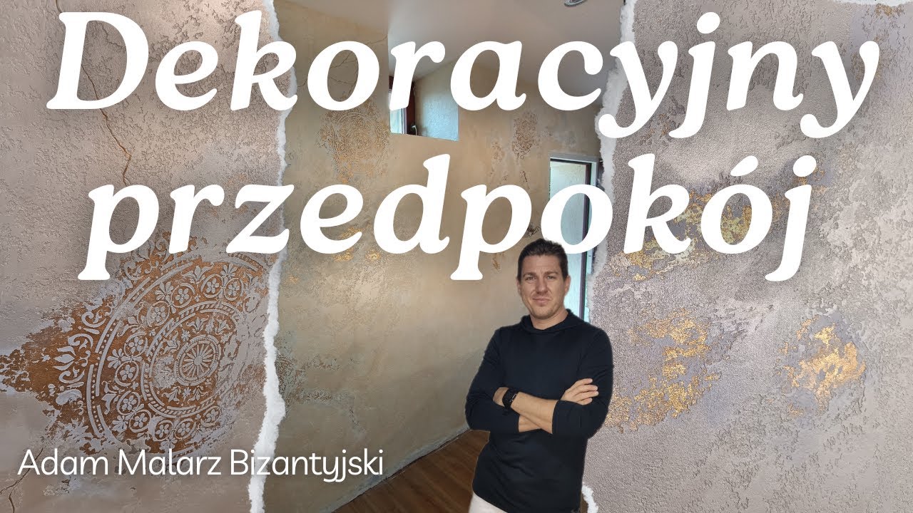 DEKORACYJNY PRZEDPOKÓJ. Jak jedna ściana może zmienić wygląd wnętrza. Tynk z szablonami i złotem.
