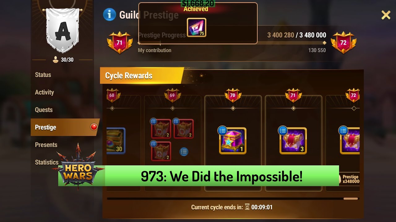 Let's Play Hero Wars 973: We Made it to Level 71 Prestige!