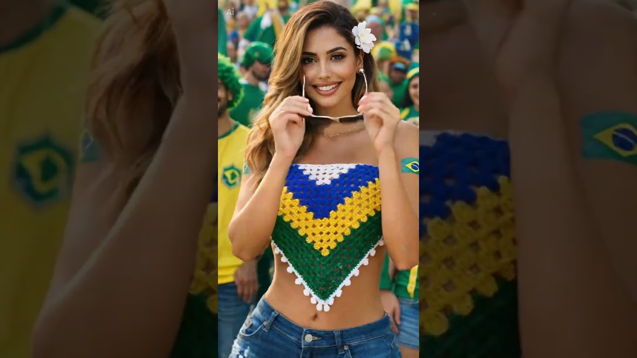 Bandana Vibra Brasil YouTube @CrisTelesCroche #crochet #moda #crochepassoapasso