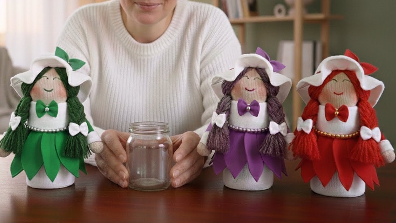 I make and decorate 20 a day. Amazing and easy idea for jam jars (plastic bottles) 