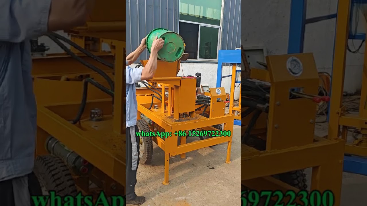 Twin hydraform cement soil interlocking brick machine with diesel engine #hydraform #claybricks