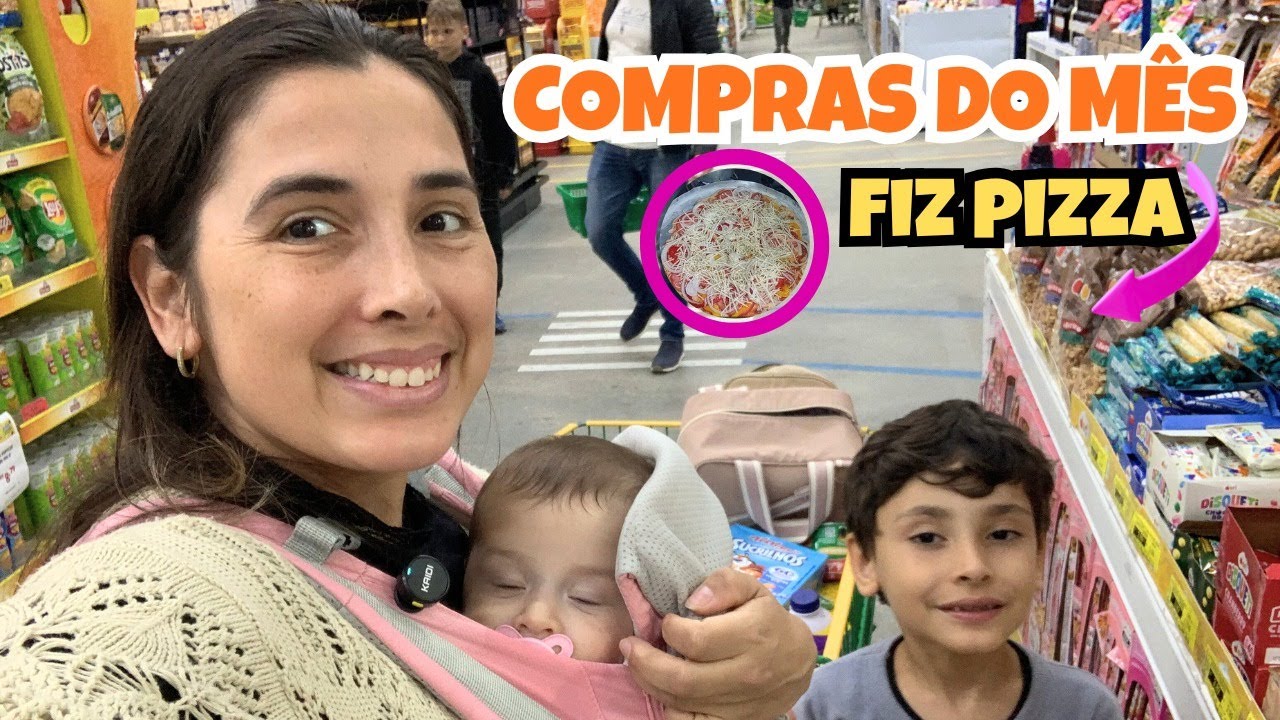 Compras do Mês, fui sozinha com eles Fiz Pizza com fermento de bolo massa fininha crocante|Lar da Jô
