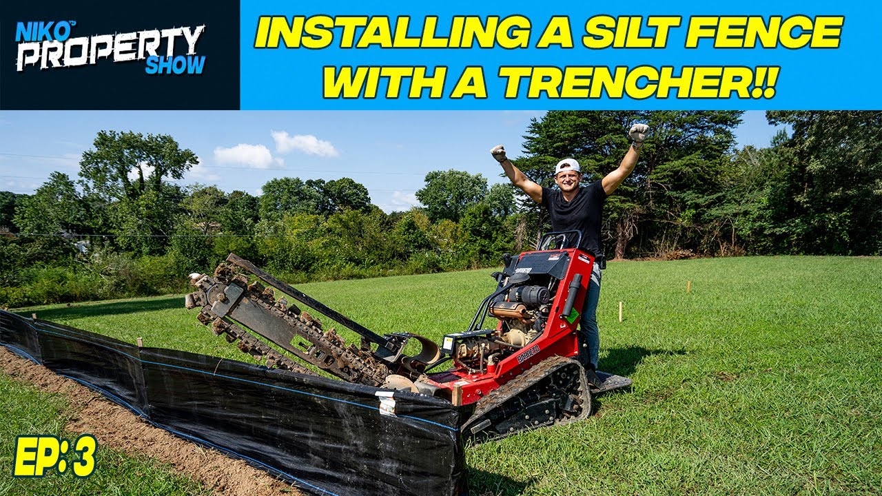 How to Install a Silt Fence with a Trencher | Building A $350,000 Custom House | Episode 3