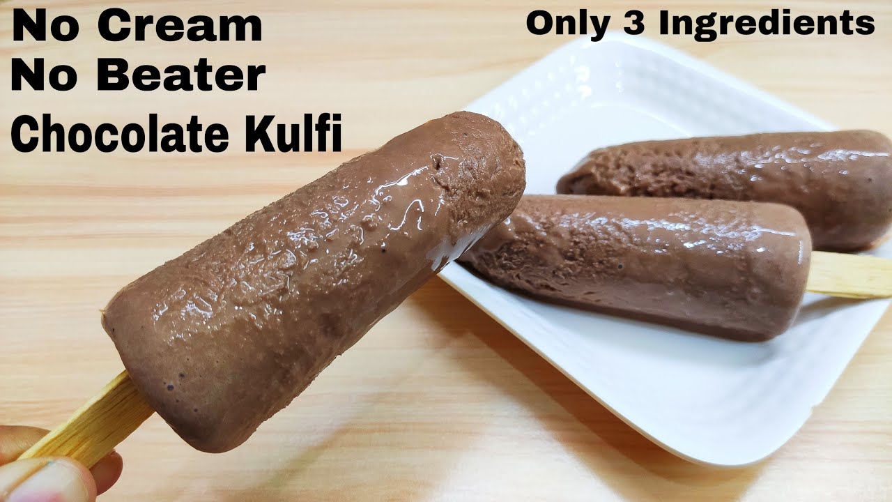 Chocolate Kulfi Ice-Cream Without Cream, Beater, Condensed Milk | चॉकलेट कुल्फी बनाए बिना मशीन 3 चीज