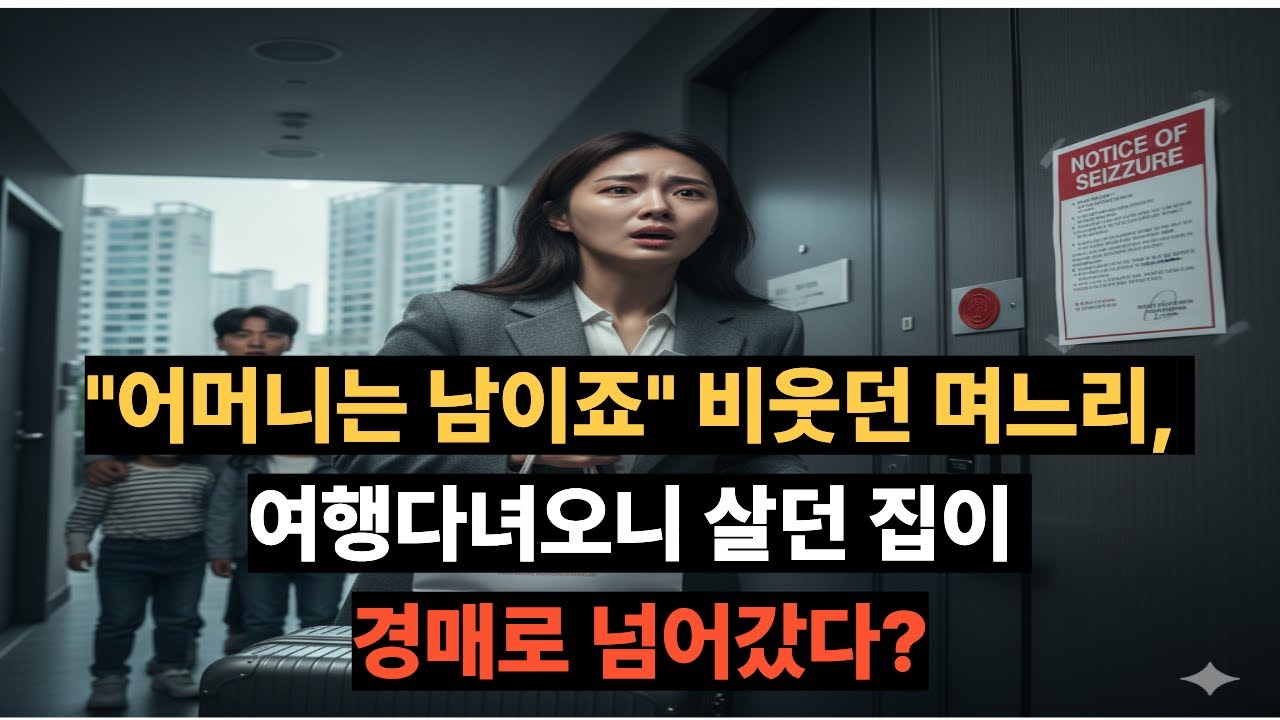 시어머니는 남이죠,비웃던 며느리..여행다녀오니 살던집이 경매로 넘어갔다!