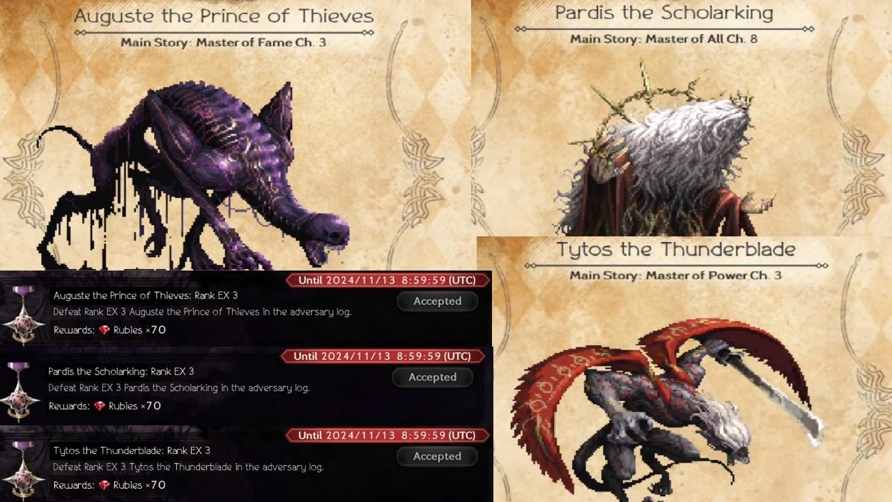Octopath COTC GEP Getting 210 rubies! EX3 Auguste 6T, Pardis 6T and Tytos 12T