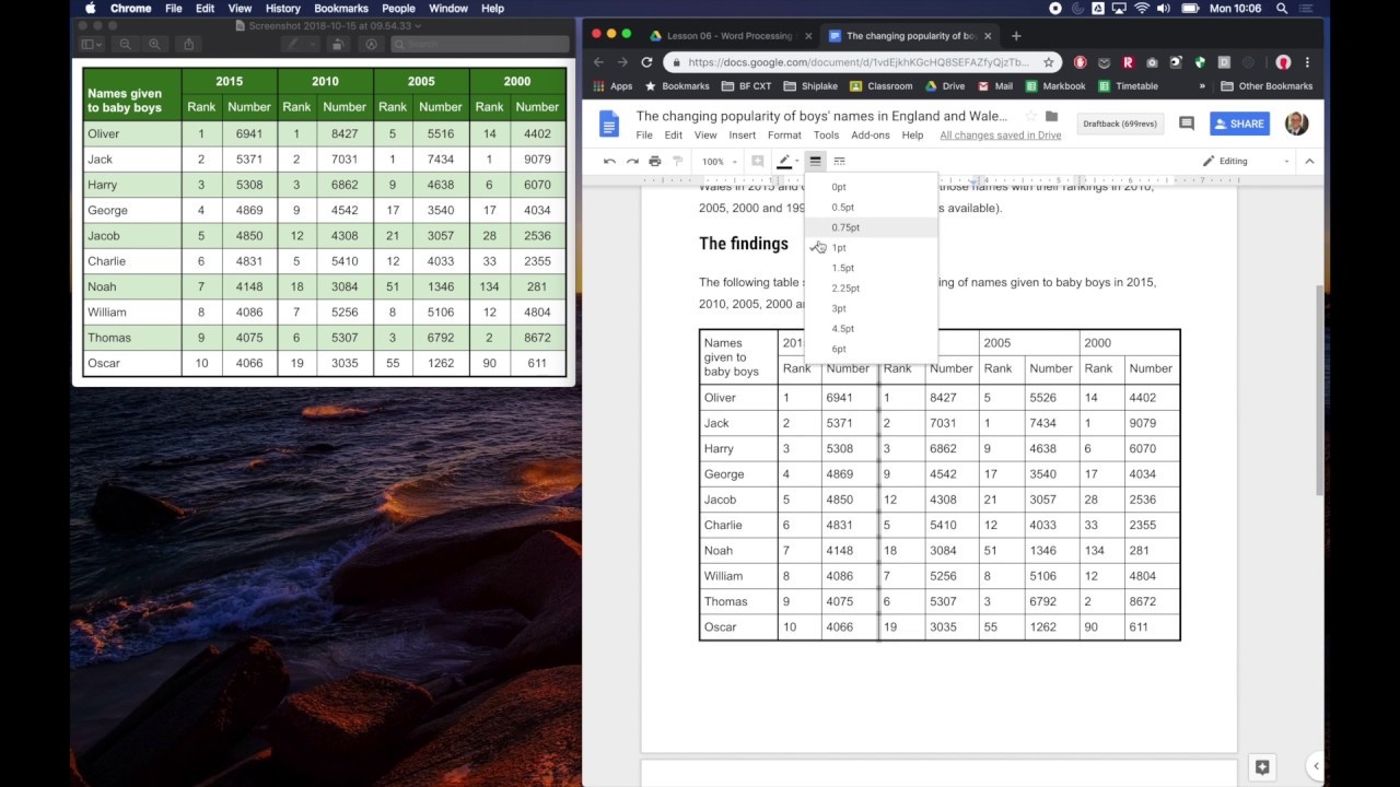Вставка и форматирование таблиц в Google Docs