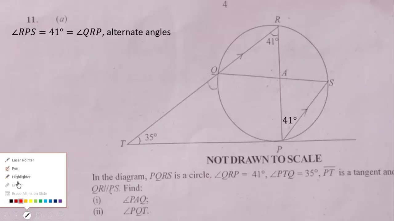 Circle theorem WASSCE December 2021 question 11