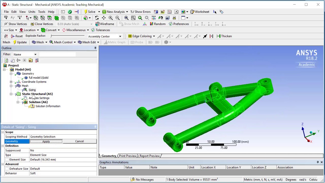 ANSYS Mechanical: Анализ усталости рычага подвески Formula SAE