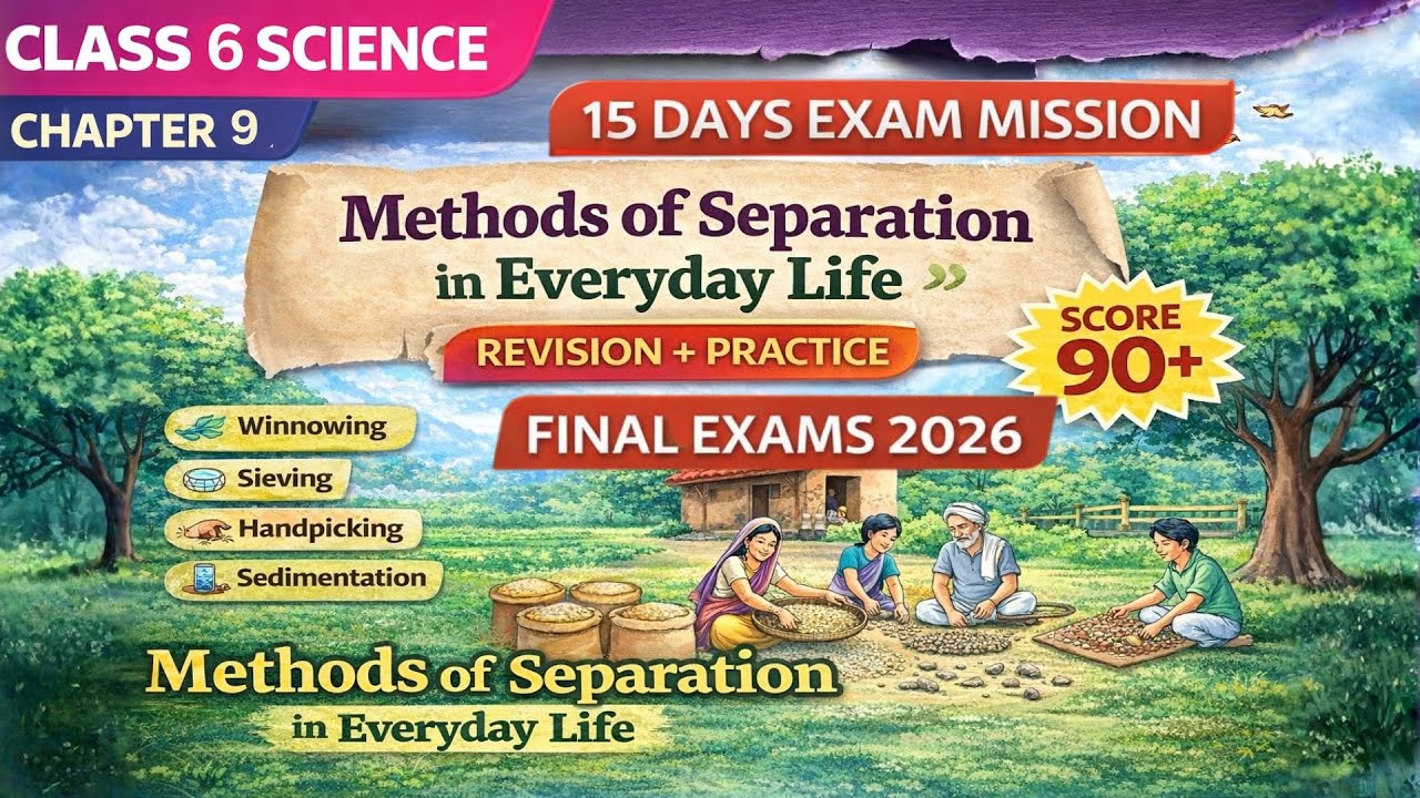 Methods of Separation in Everyday Life | Class 6 Science Chapter 9 | Revision  | Final Exams 2026