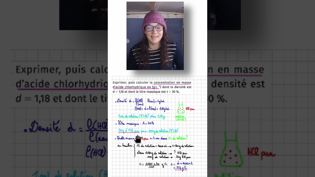 EXERCICE 1 TITRE MASSIQUE et CONCENTRATION MASSIQUE 1 min