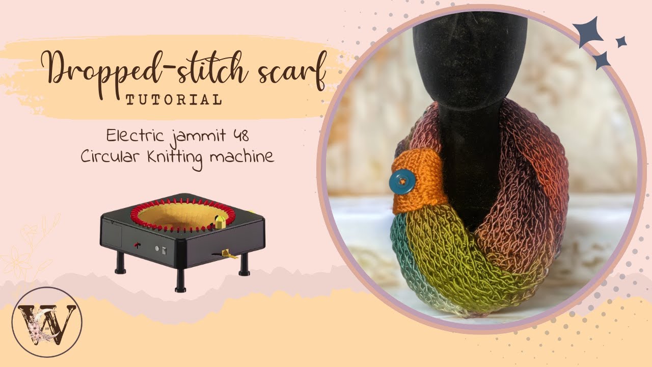 dropped stitch scarf - Jamit electric knitting machine #circularknittingmachine