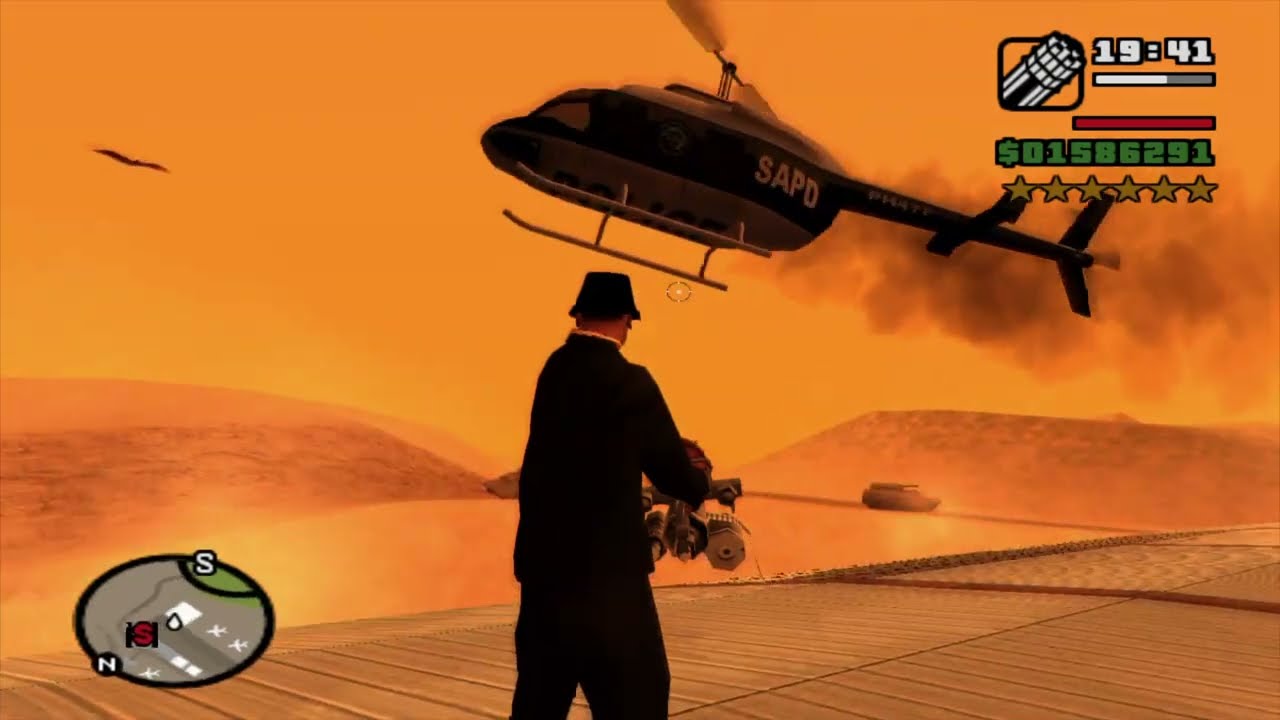 GTA San Andreas - 6 Star Wanted Level Rampage and Shootout - Tank Rampage & Area 69 Shootout