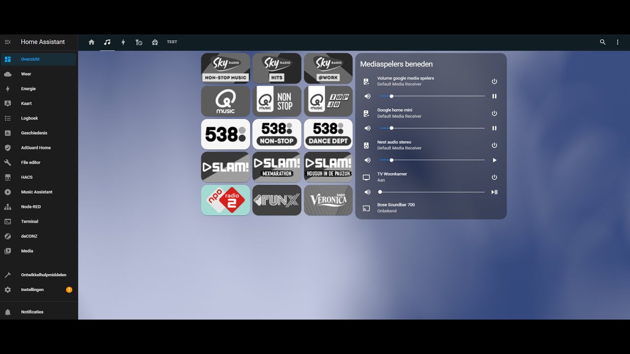 Home assistant - Radio browser afbeelding entiteit knop