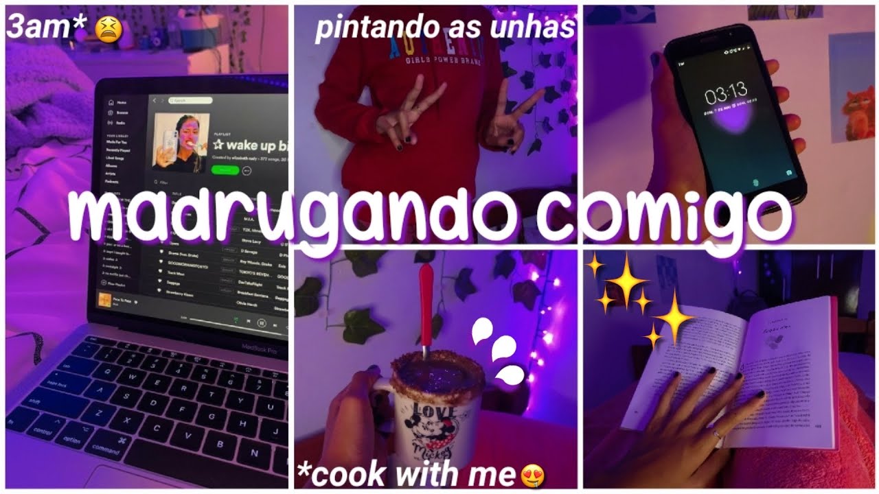 madrugando comigo 🌿👥💜| unhas, yt, bolo de caneca...