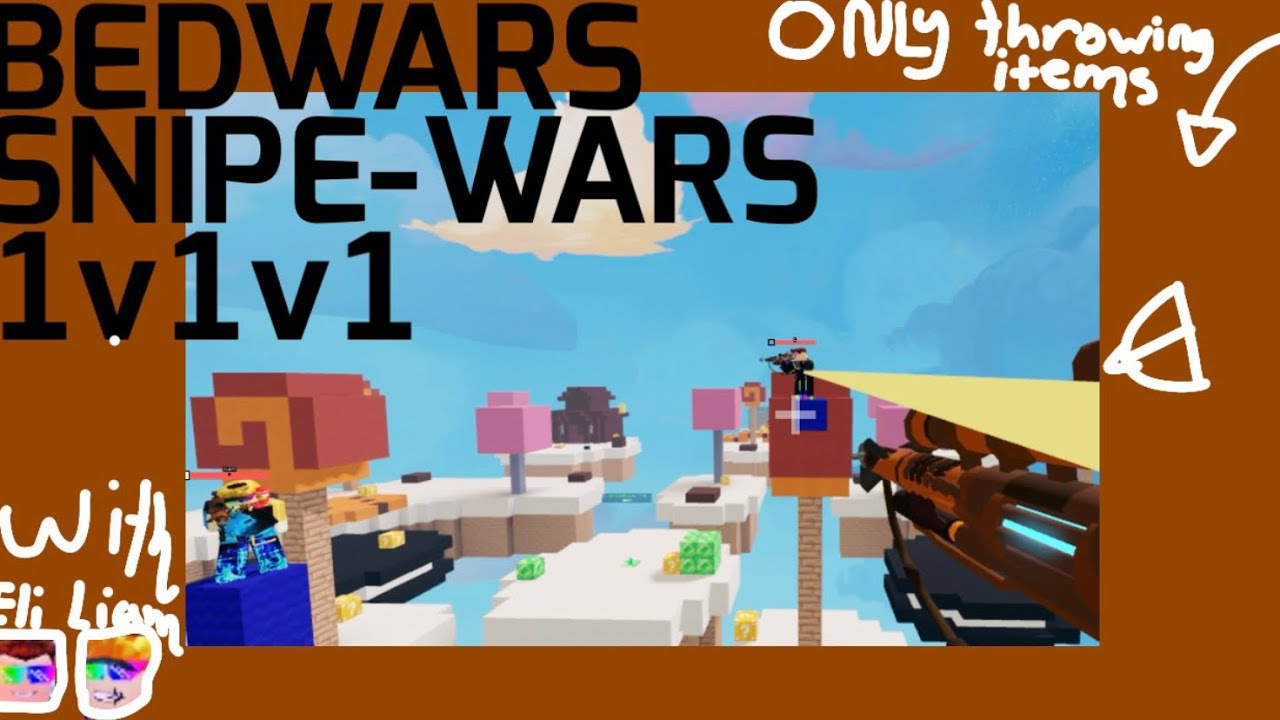 Playing Roblox bedwars snipe wars with Eli and Liam 