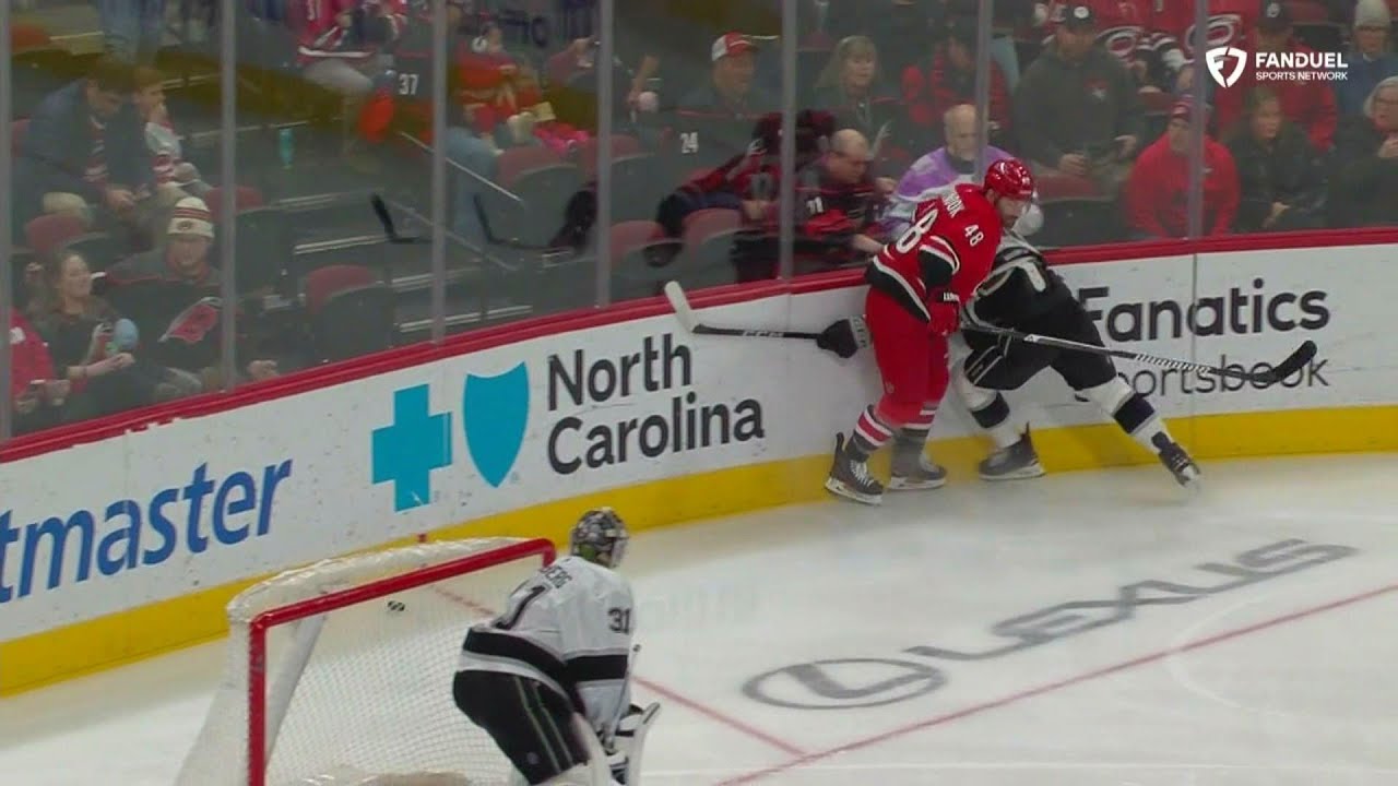 Mikey Anderson exited the game to be evaluated following a hit by Jordan Martinook.
