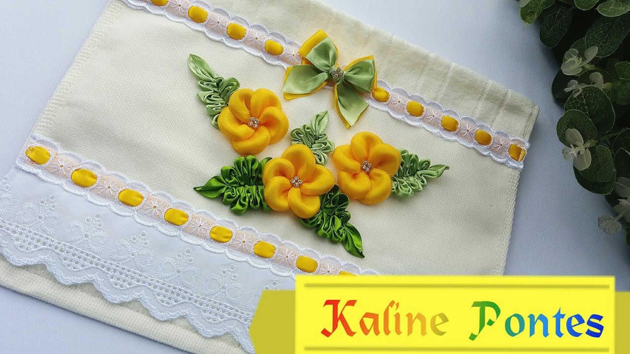 Flozinhas de cetim para aplicar em toalhas!