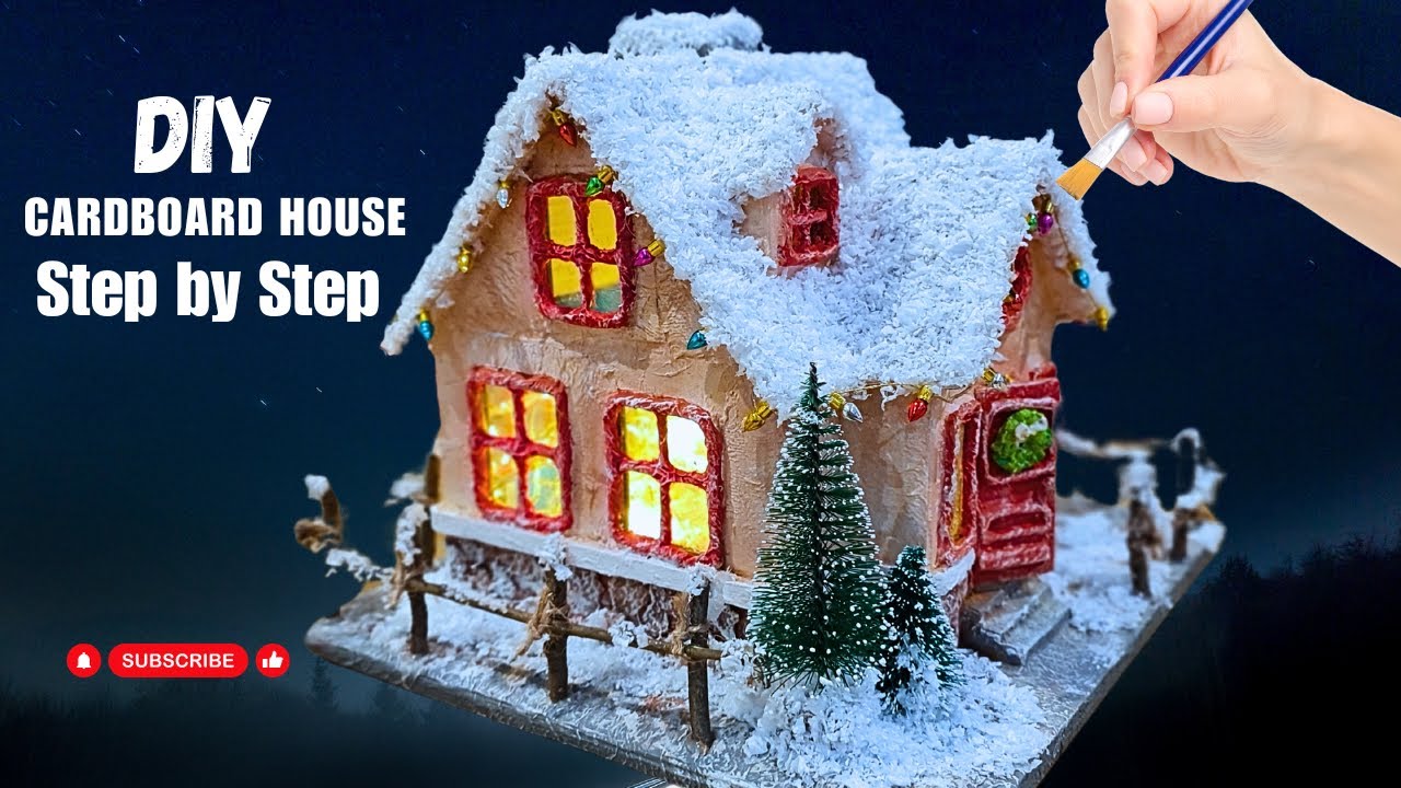 DIY Santa Claus House using cardboard  | DIY Christmas village @DIYAtelier Templates available
