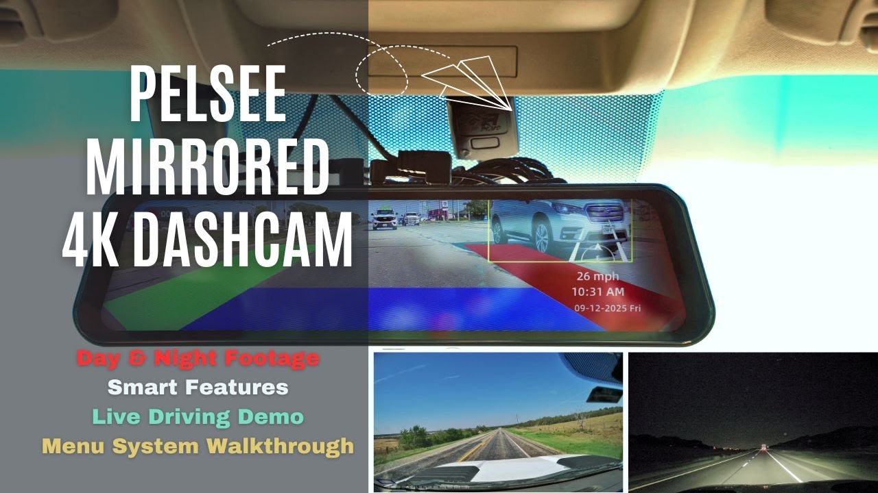 Pelsee 12” 4K Mirror Dash Cam 📸 | Night Vision, Smart Features & Menu Demo