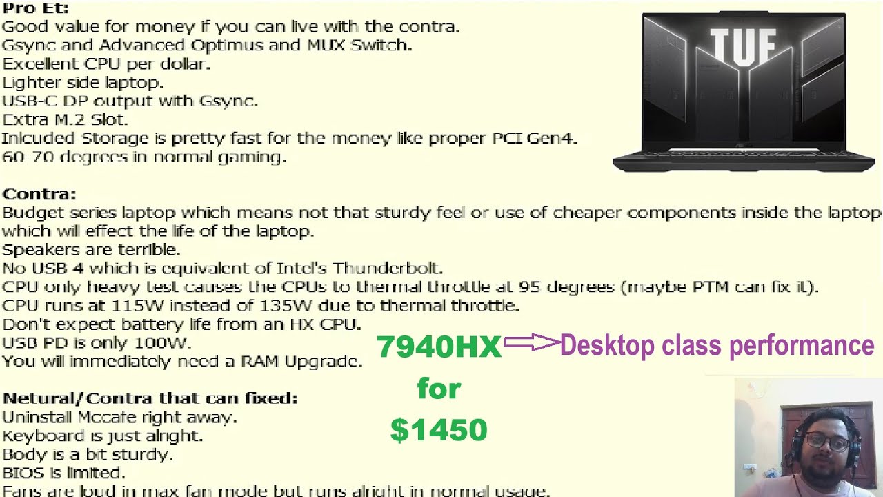 $1500 Desktop Class CPU in an affordable laptop ft. Asus TUF A16 | Short Summary in Description