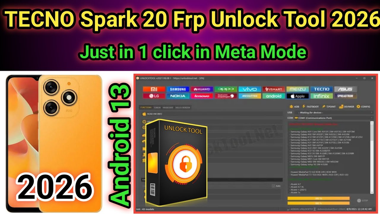 TECNO Spark 20 (KJ5) Frp bypass by Unlock Tool 2026