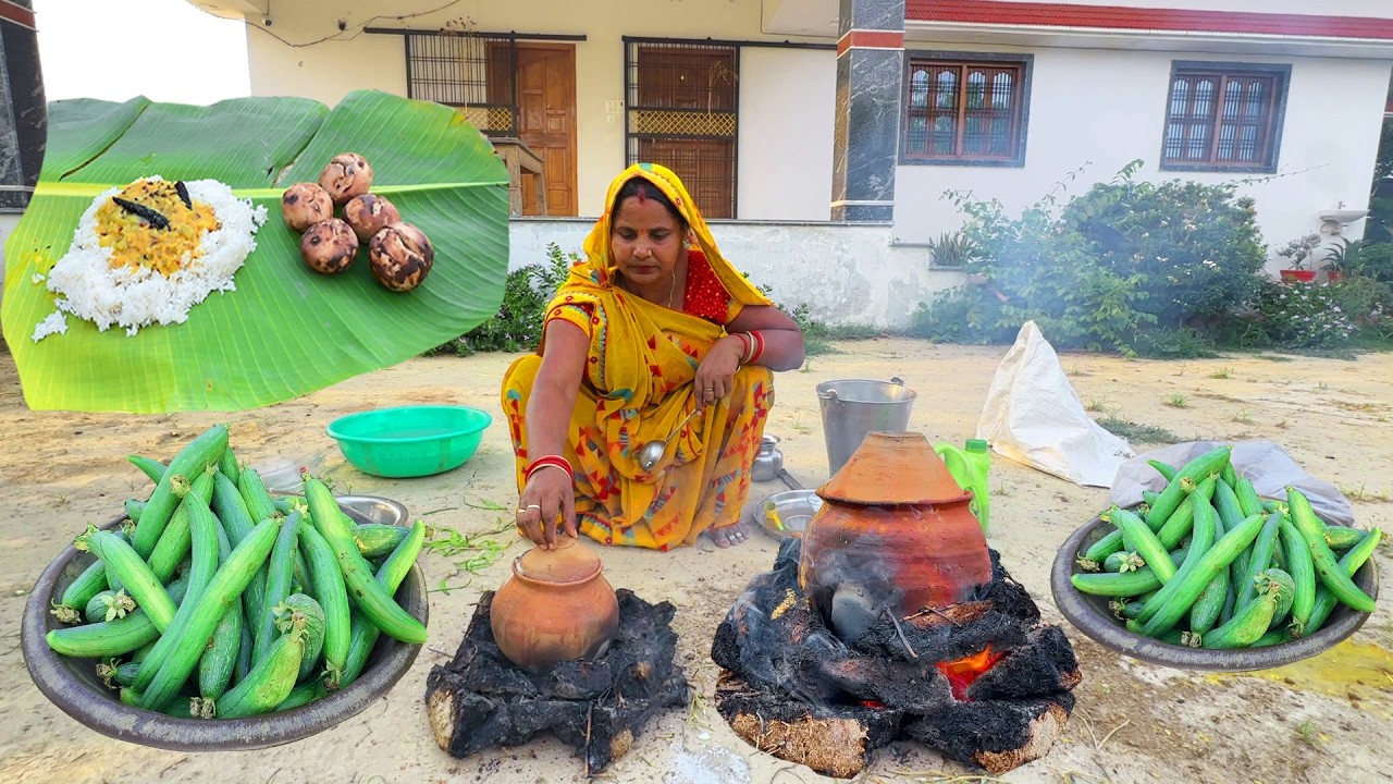 हांड़ी वाली नेनुआ की दाल, चावल और बाटी इतना लाजबाब की खाने का मजा ही आगया | Turai Ki Handi Dal Recipe