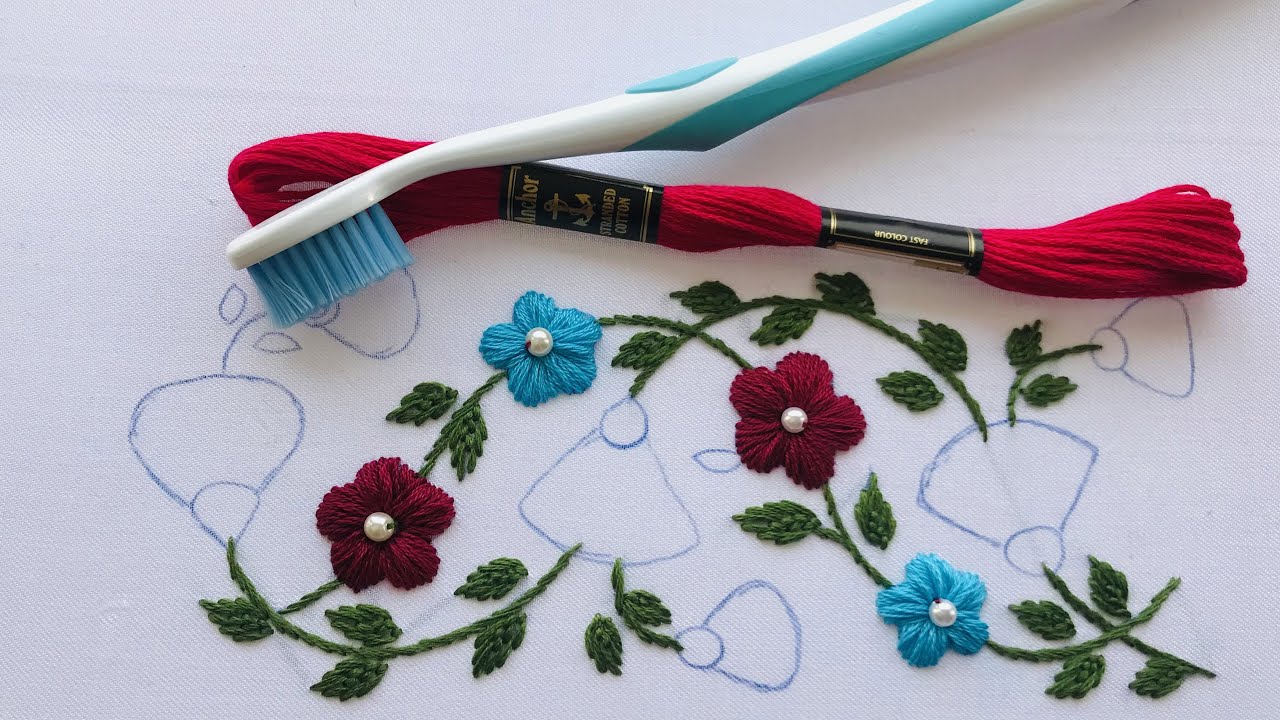 Hand Embroidery: Amazing Border Embroidery - Saree Border Embroidery - Beginners Embroidery Stitches
