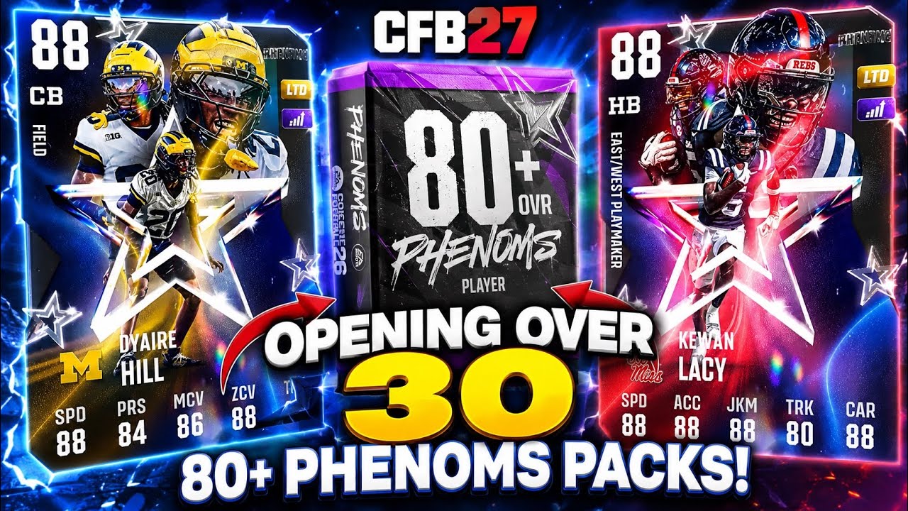 OPENING OVER 30 80+ PACKS! HOW GOOD IS THE PHENOMS CPU EVENT IN CFB 27 ULTIMATE TEAM!