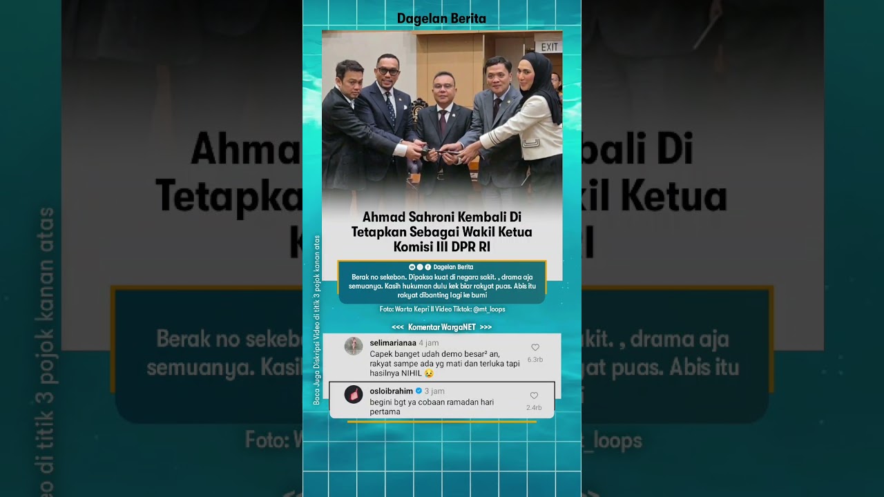 AHMAD SAHRONI KEMBALI DITETAPKAN SEBAGAI WAKIL KETUA KOMISI III DPR RI #beritaviral