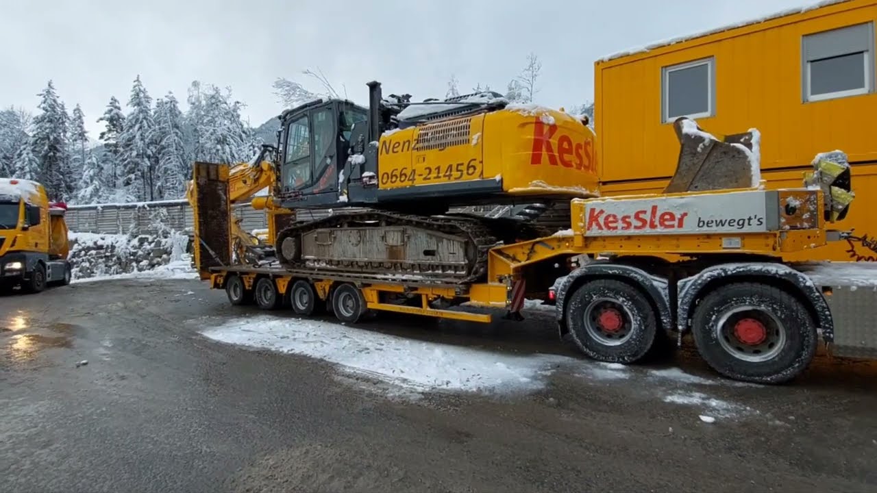 Transport unsere größte Bagger unter Schnee (Transporte da nossa maior Escavadeira em baixo da neve)